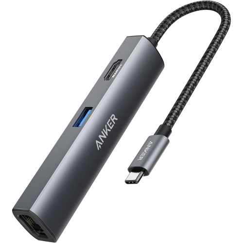 Anker USB C Hub Adapter, 5-in-1 USB C Adapter with 4K USB C to HDMI, Ethernet Port, 3 USB 3.0 Ports