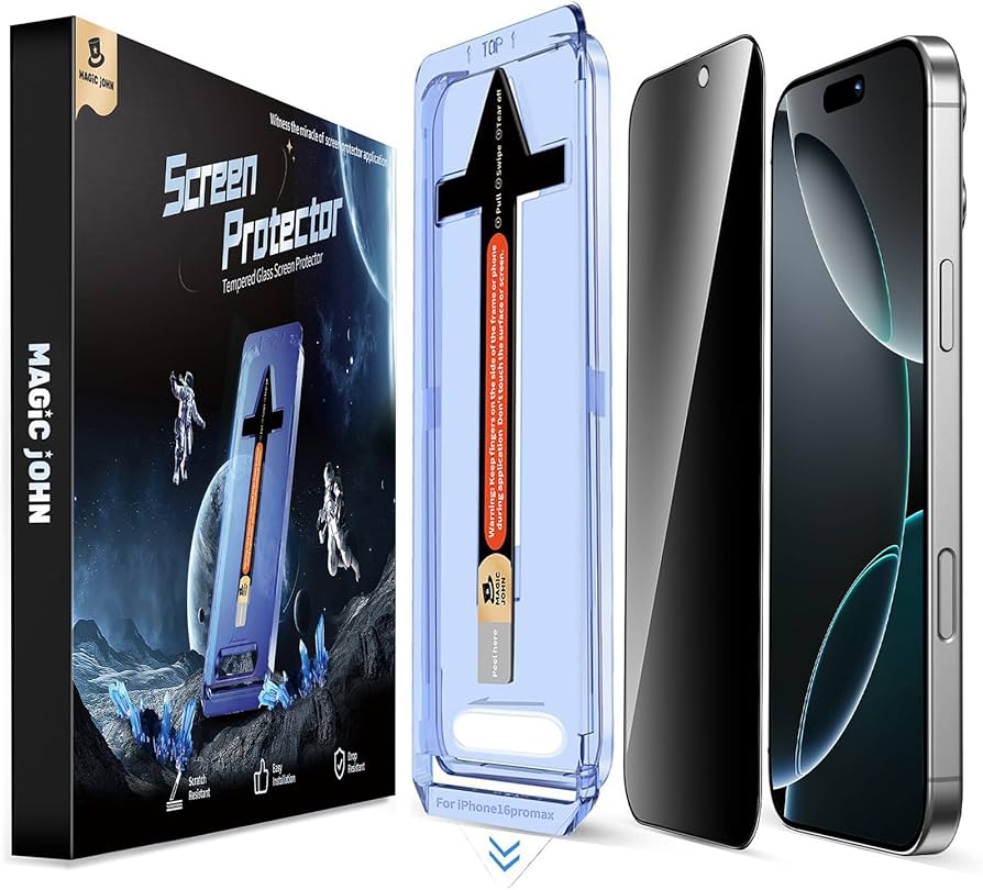 MAGIC JOHN for iPhone 16 Pro Max. Tempered Glass Screen Protector