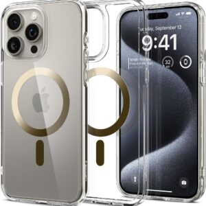Spigen Magnetic Ultra Hybrid MagFit Designed for iPhone 15 Pro Case - Gold